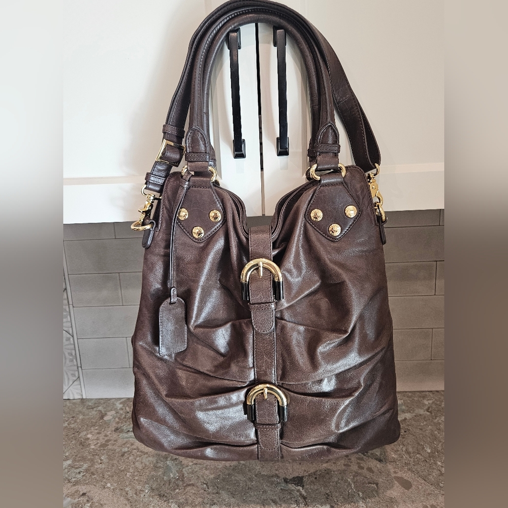 Bagdley Mischka Brown Hobo Handbag / Purse Soft Leather Adjustable Strap
